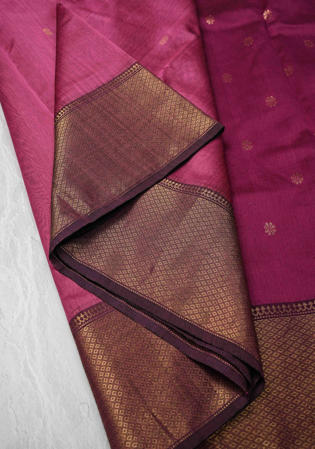 Pink Maheshwari Pure Silk Saree with Chunri Buttis and Zari Border | SILK MARK CERTIFIED