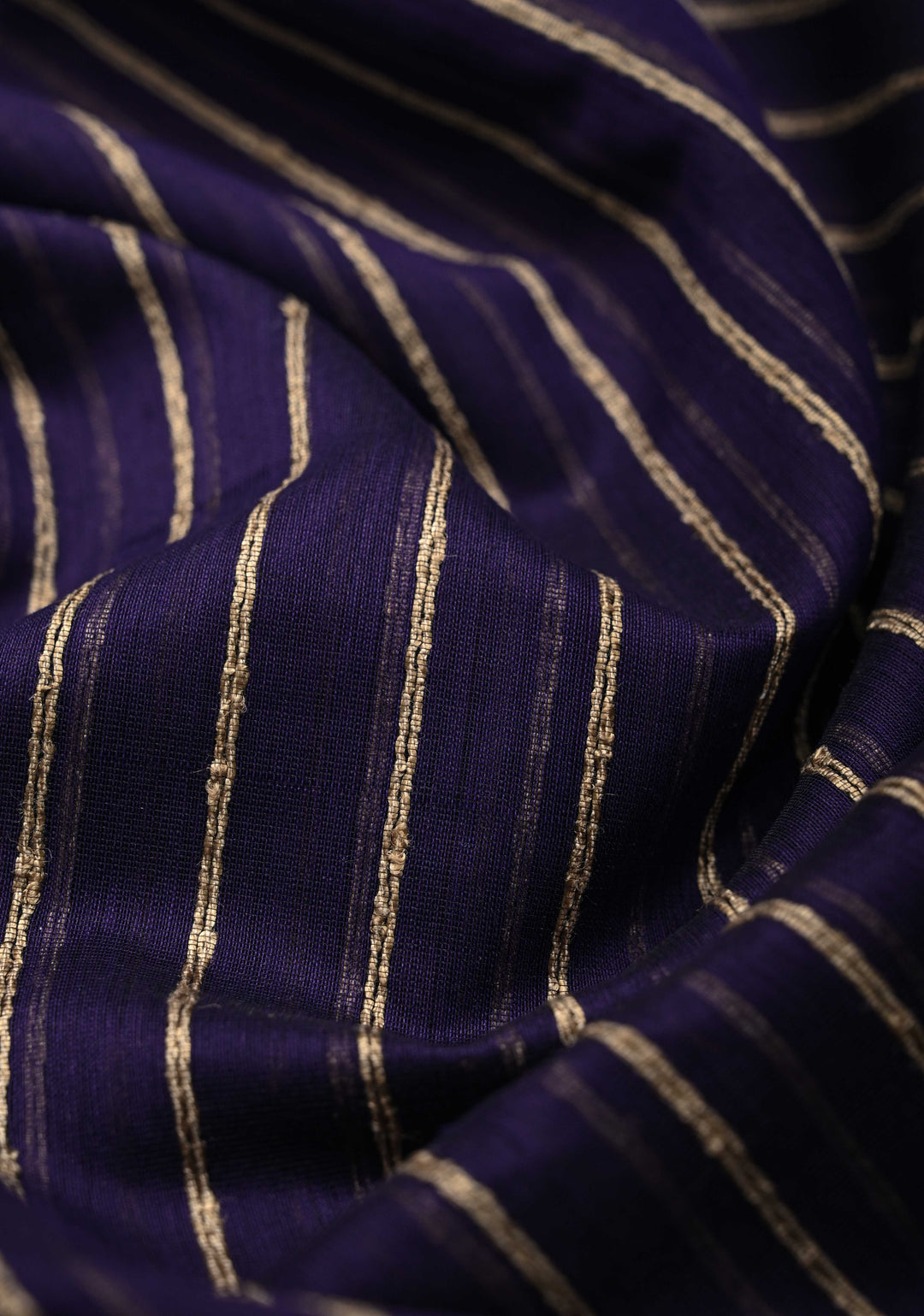 Purple Handwoven Maheshwari Silk Cotton Saree with Vertical Stripes and Minimal Zari Borders