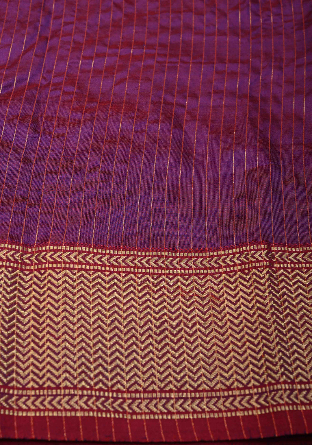 Purple Dual Tone Maheshwari Pure Silk Saree with Chunri Buttis and Zari Border | SILK MARK CERTIFIED