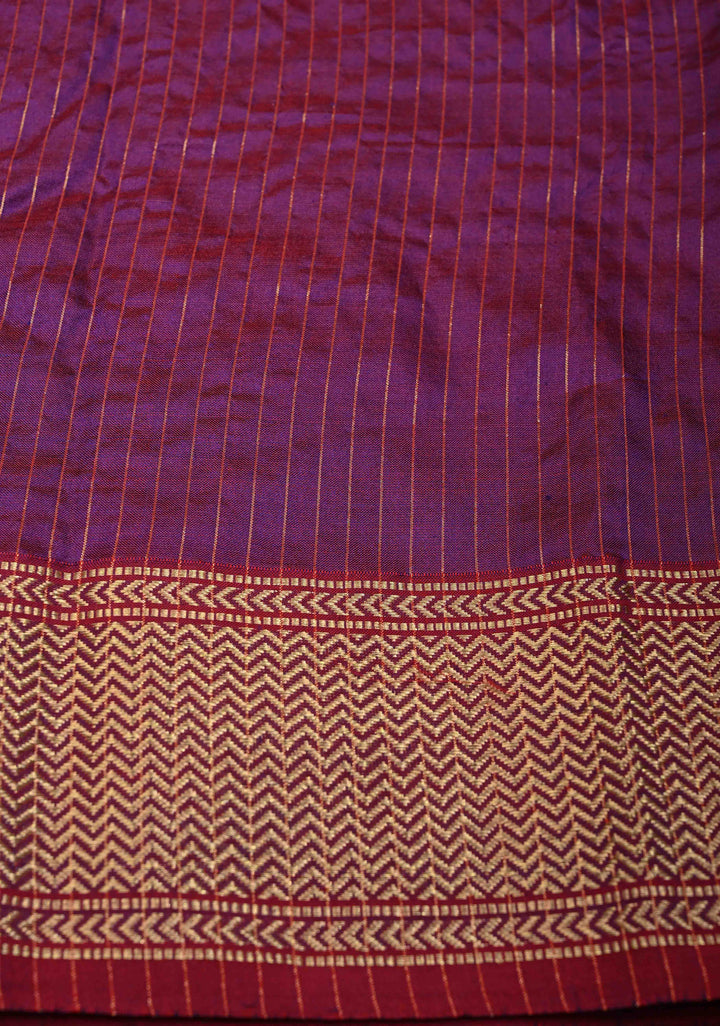 Purple Dual Tone Maheshwari Pure Silk Saree with Chunri Buttis and Zari Border | SILK MARK CERTIFIED