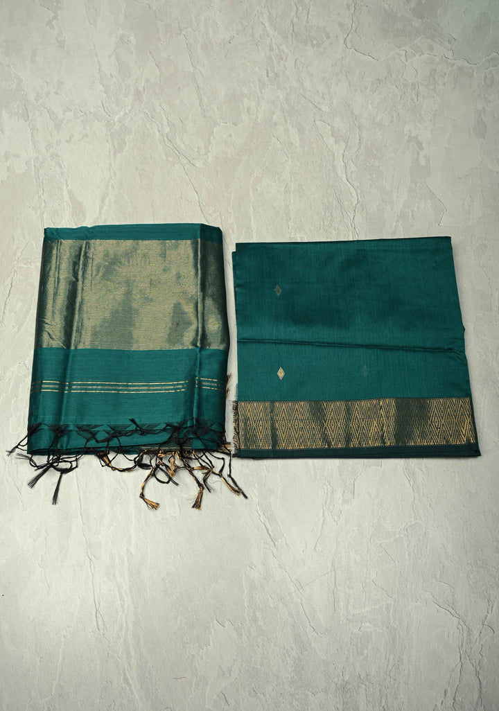 Custom made : 3 piece Suit Green Maheshwari Silk Cotton Stitched Salwar Kameez set