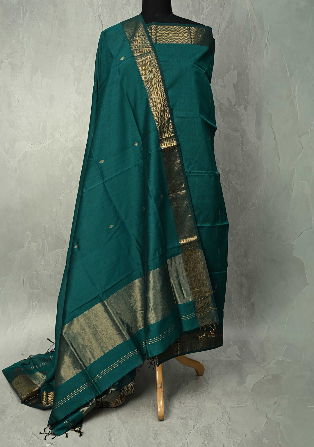 Custom made : 3 piece Suit Green Maheshwari Silk Cotton Stitched Salwar Kameez set