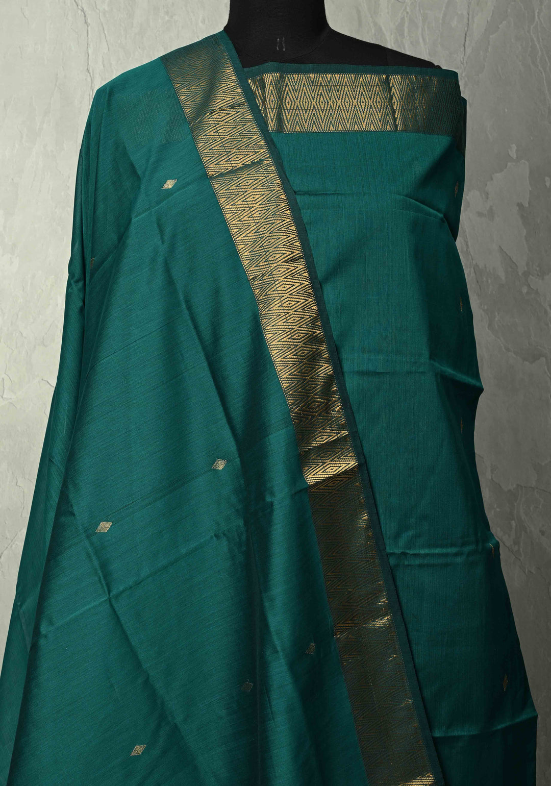 Custom made : 3 piece Suit Green Maheshwari Silk Cotton Stitched Salwar Kameez set