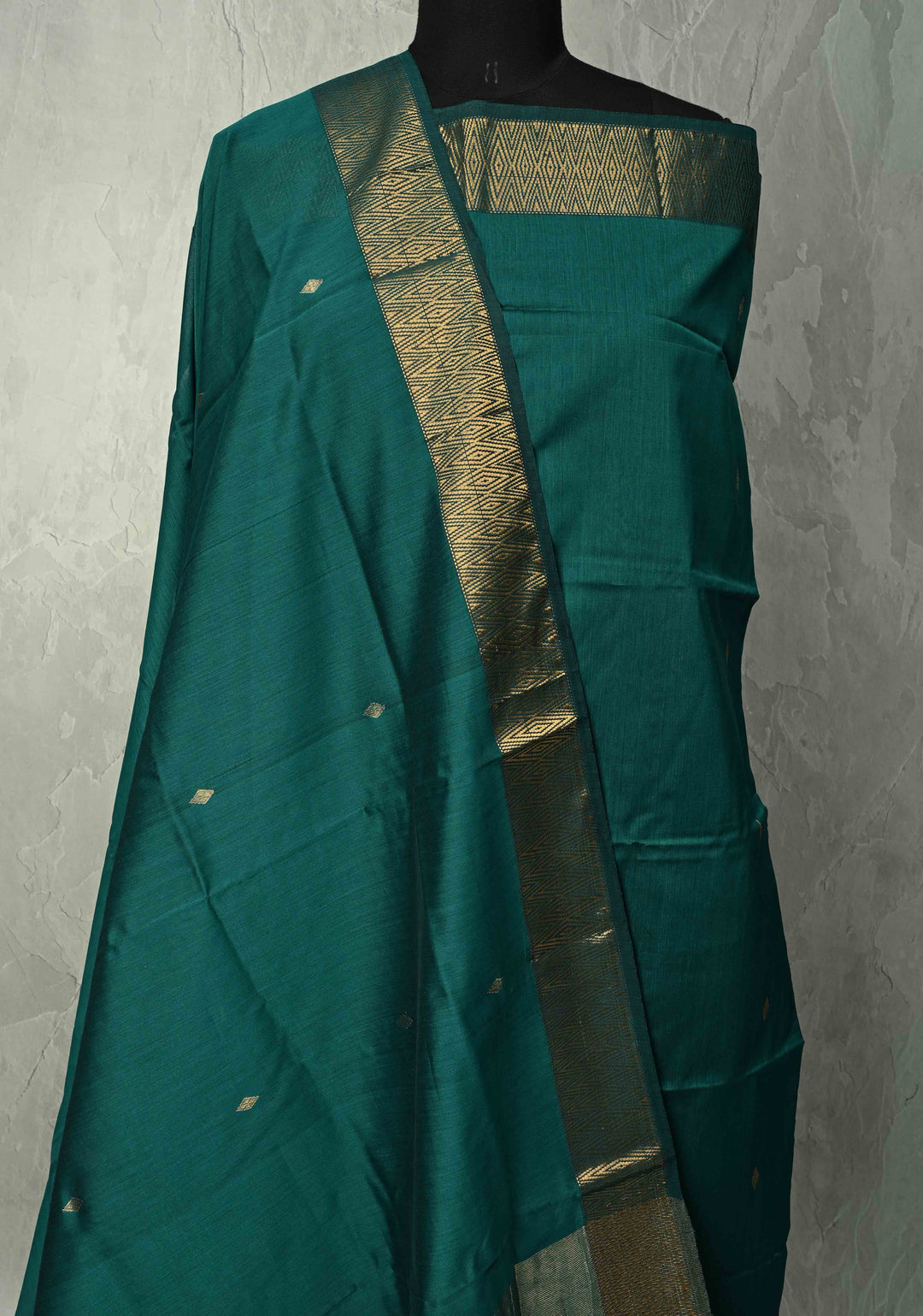 Custom made : 3 piece Suit Green Maheshwari Silk Cotton Stitched Salwar Kameez set