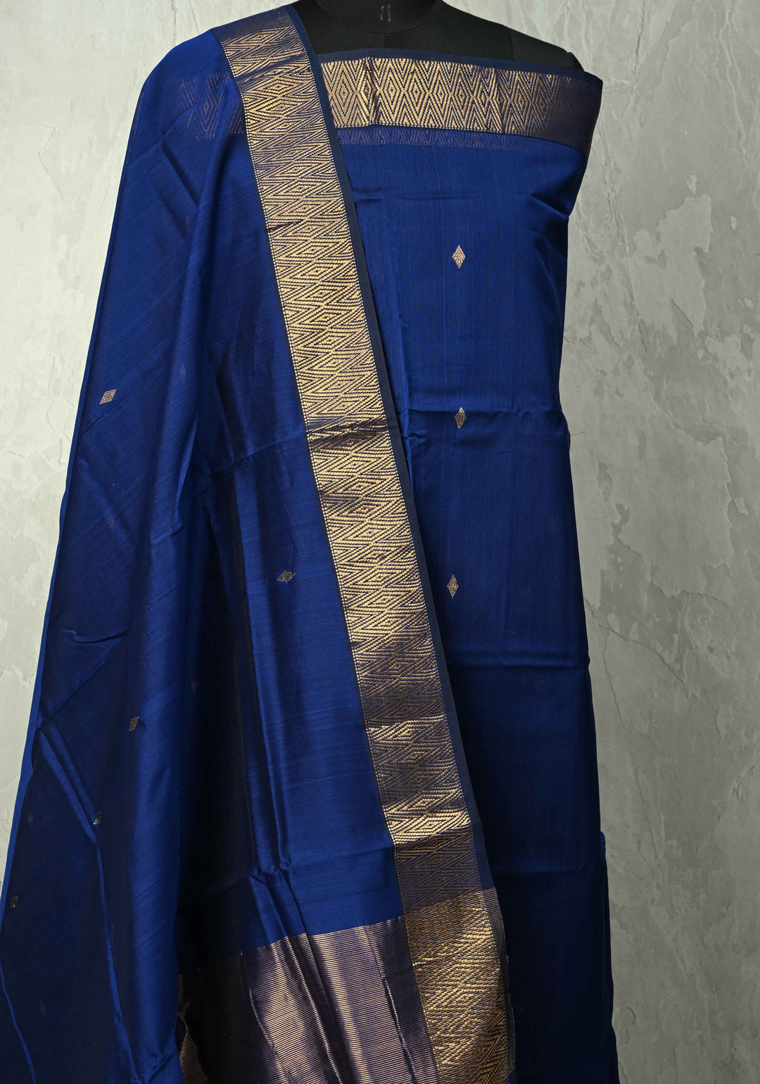 Custom made : 3 piece Suit Royal Blue  Maheshwari Silk Cotton Stitched Salwar Kameez set