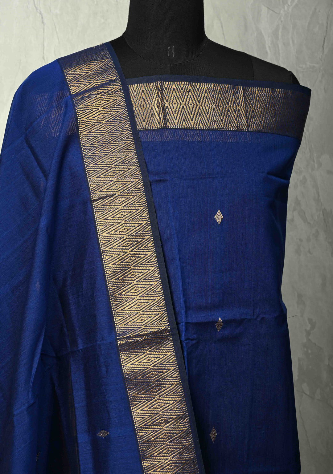 Custom made : 3 piece Suit Royal Blue  Maheshwari Silk Cotton Stitched Salwar Kameez set