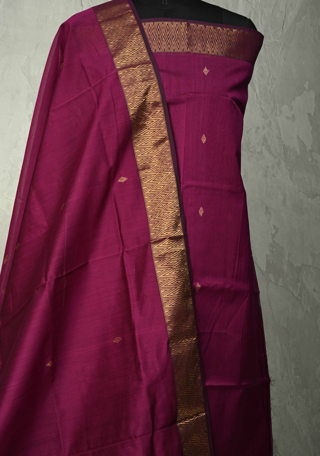 Custom made : 3 piece Suit Magenta Maheshwari Silk Cotton Stitched Salwar Kameez set