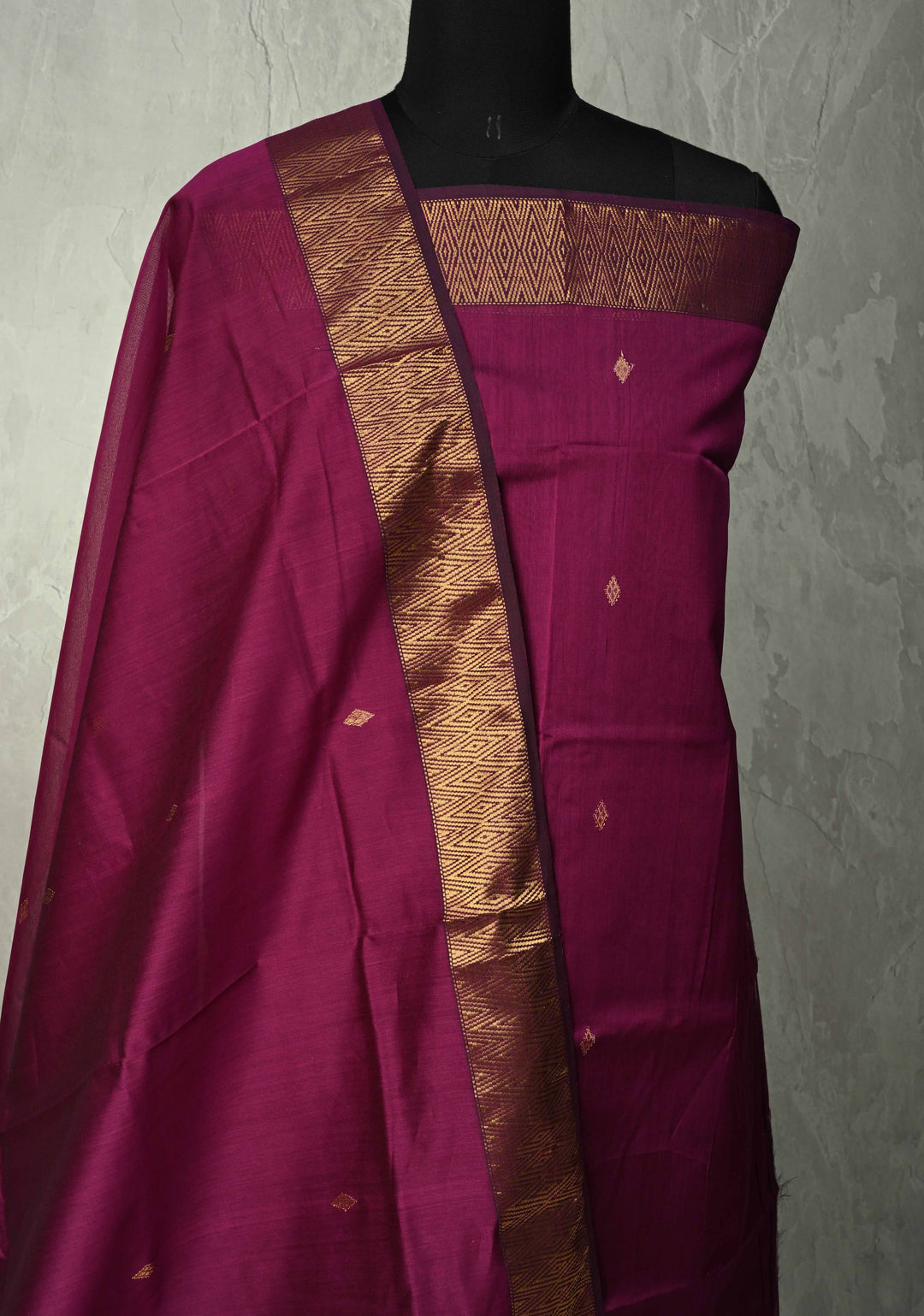Custom made : 3 piece Suit Magenta Maheshwari Silk Cotton Stitched Salwar Kameez set