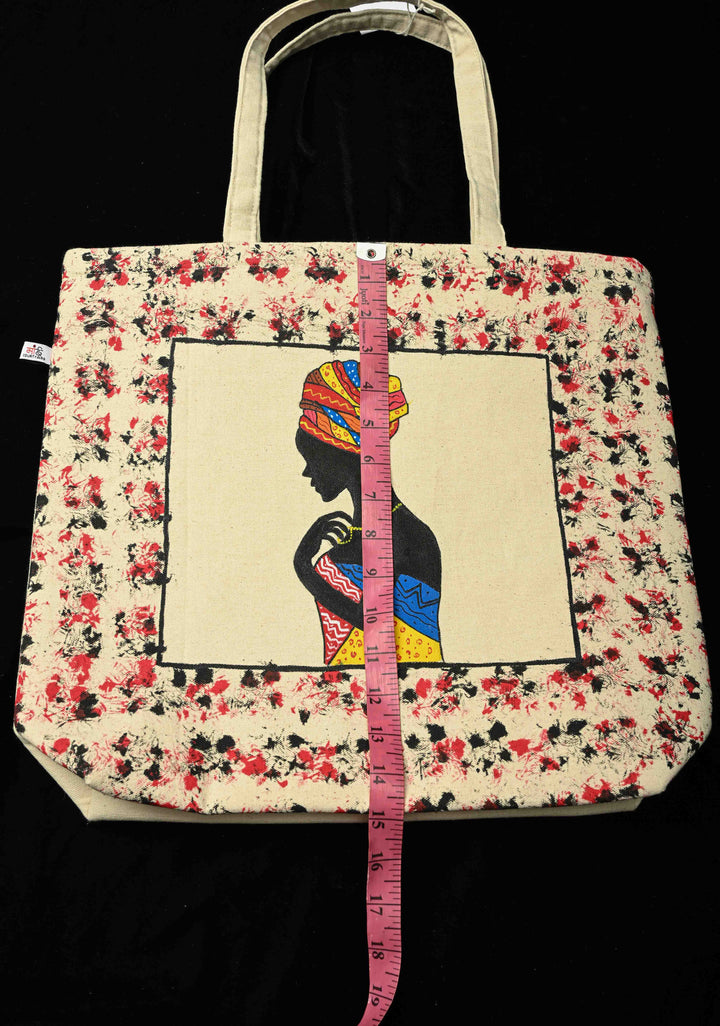 African Lady Handpainted Handmade Jute Bag