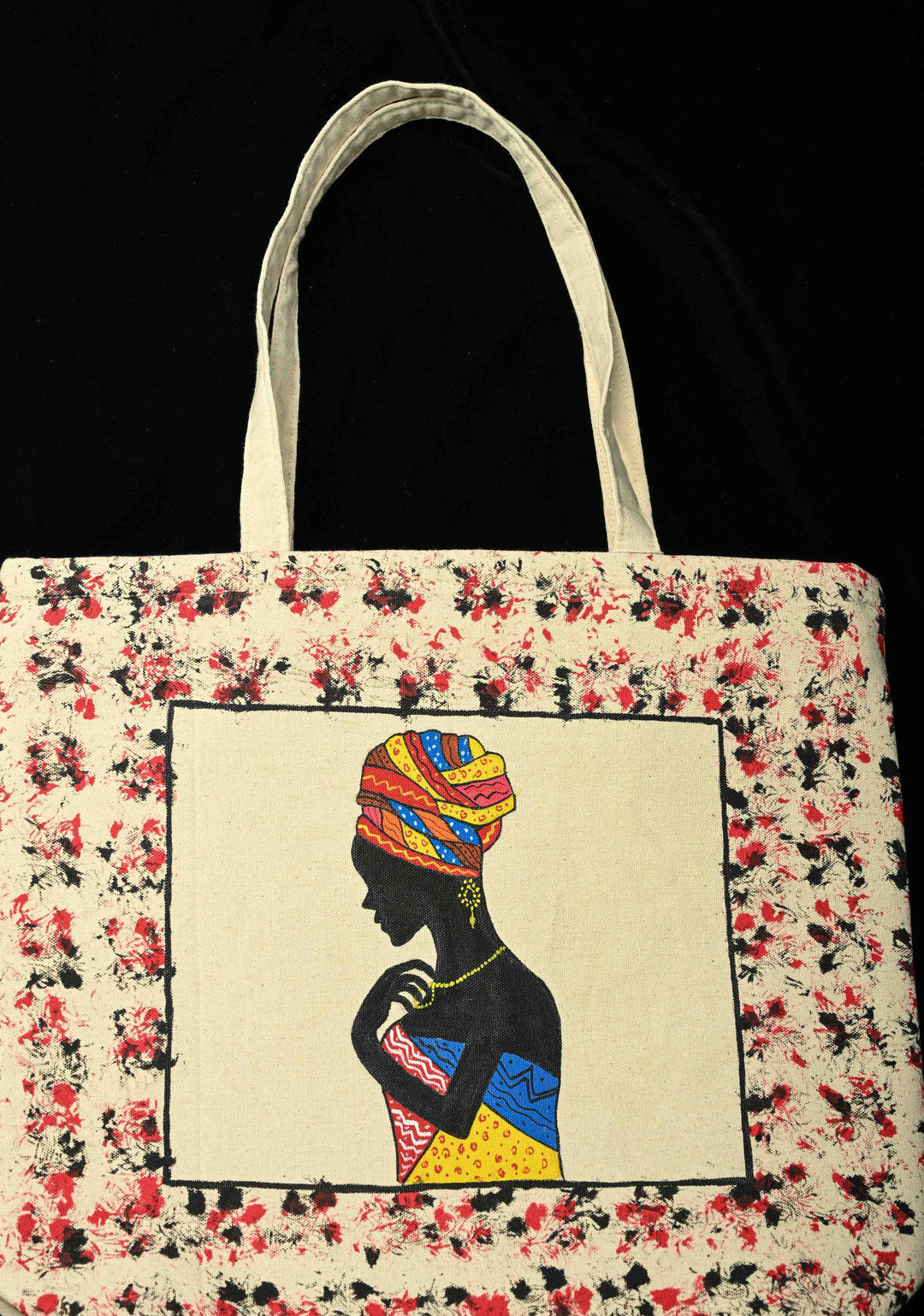African Lady Handpainted Handmade Jute Bag