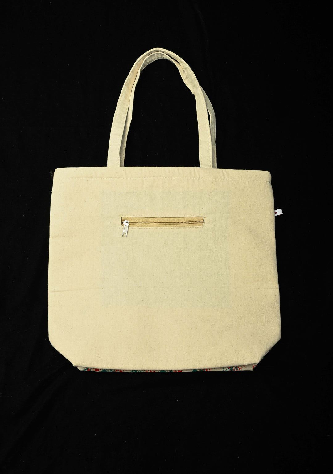 Beige Jute  Hand-Painted Flower Art Tote Bag