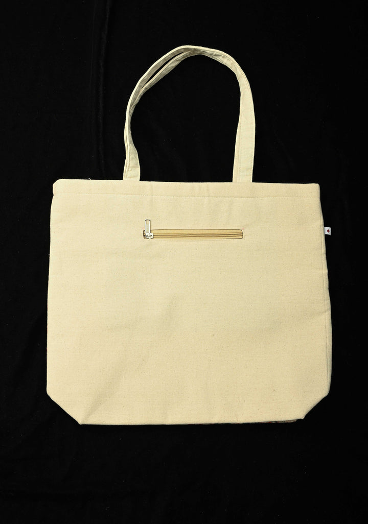 Madhubani  Jute Tote Bag With Hand-Painted Bird Art