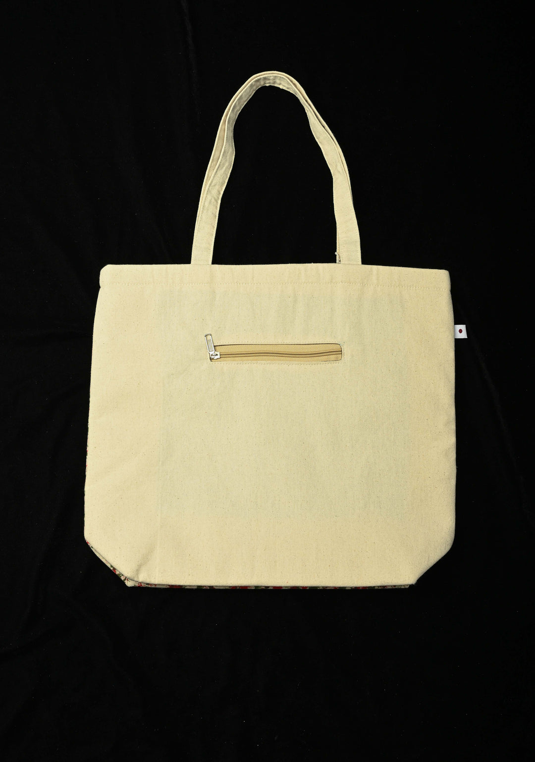 Beige Jute Canvas Bag with Folk Hand Painted Tote bag | SHOBITAM
