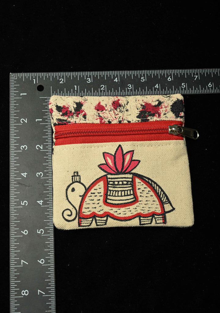 Pouch :Madhubani  Hand-Painted Elephant Coin Pouch with Madhubani Art | SHOBITAM