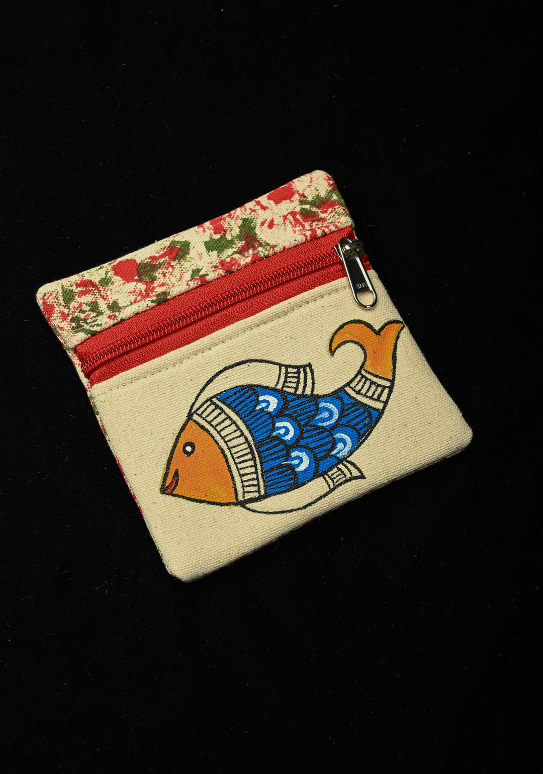 Pouch : Madhubani Hand Painting Fish Coin Pouch | SHOBITAM