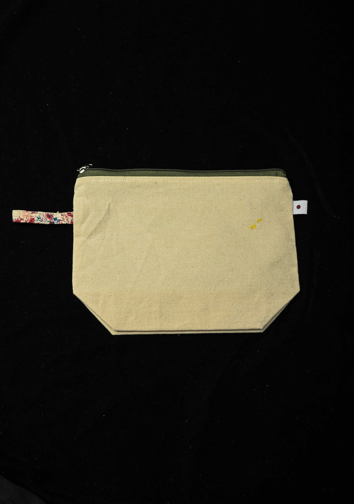 Pouch : Madhubani Bird Hand -Painted Art Canvas Utility Pouch | SHOBITAM