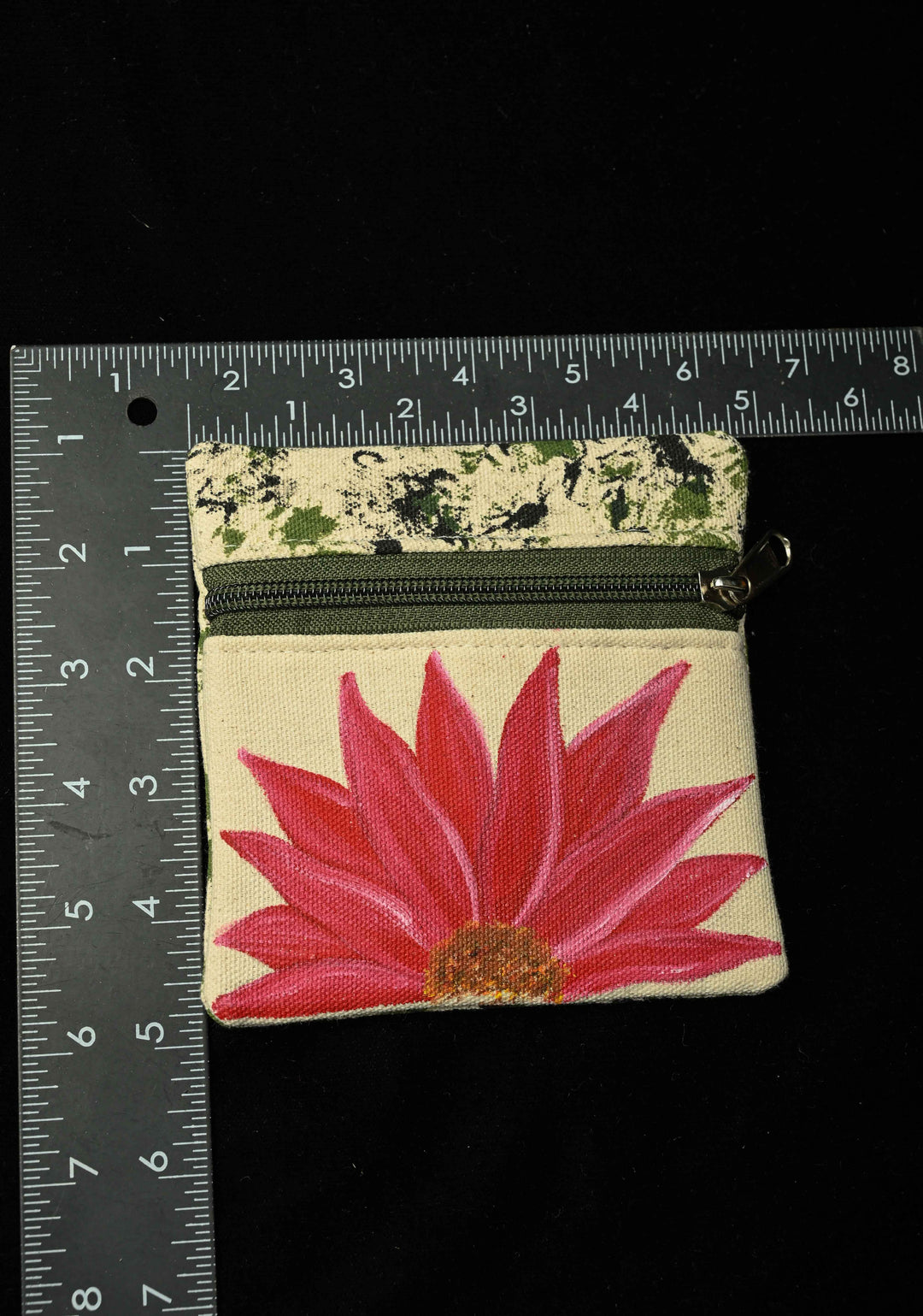 Pouch :Madhubani Pink Lotus Bloom Hand Painted Coin Pouch | SHOBITAM