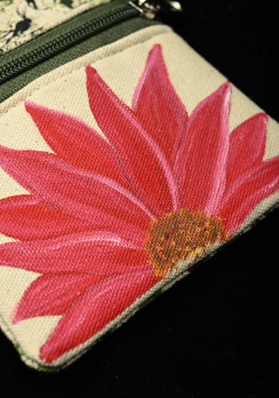 Pouch :Madhubani Pink Lotus Bloom Hand Painted Coin Pouch | SHOBITAM