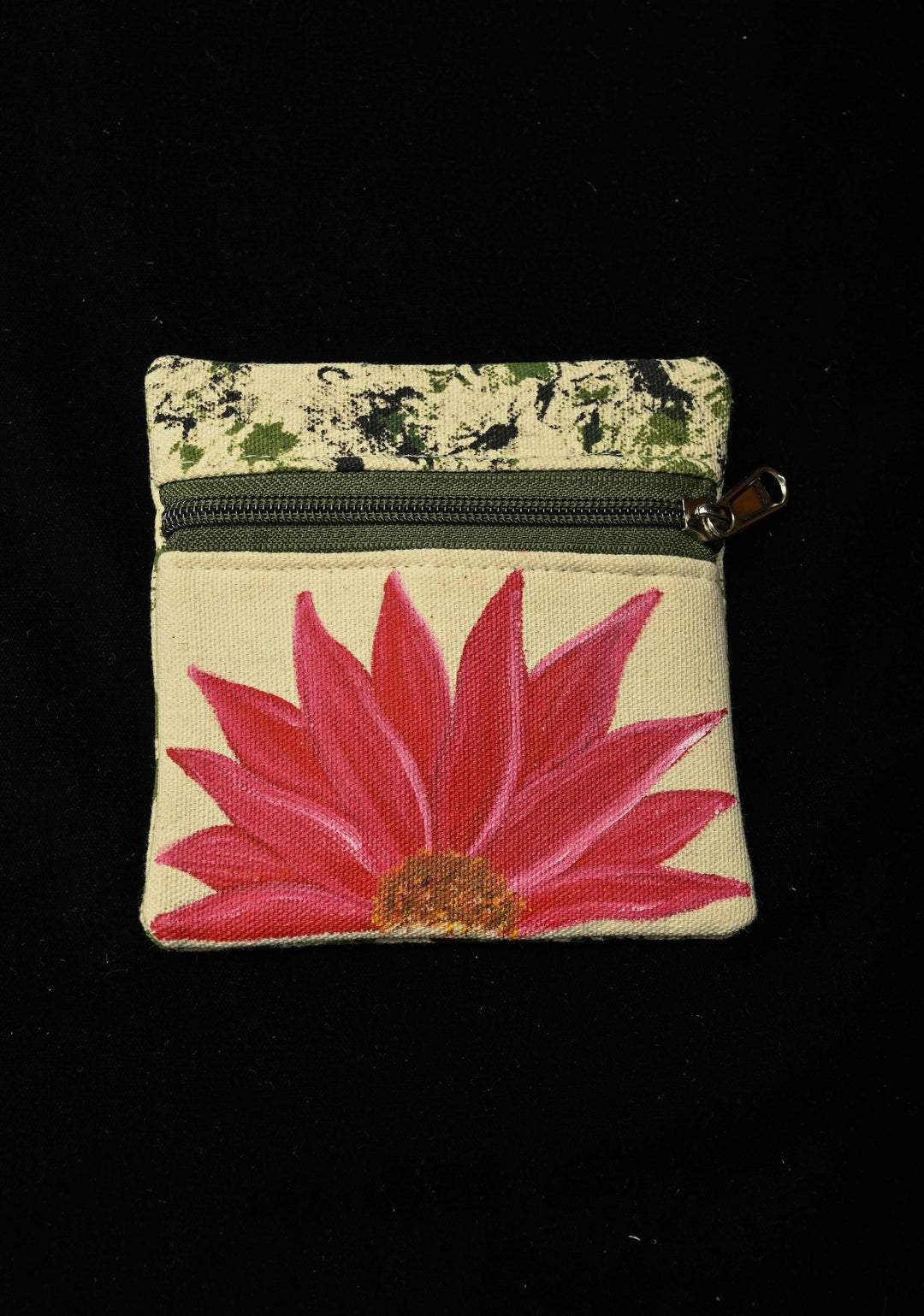 Pouch :Madhubani Pink Lotus Bloom Hand Painted Coin Pouch | SHOBITAM