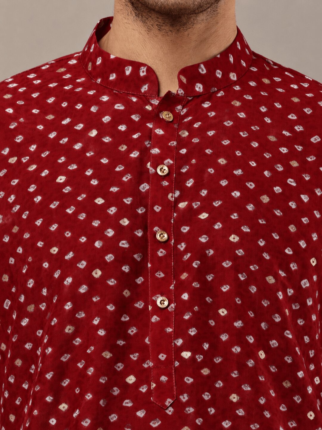 Men’s Red Printed Ethnic Kurta Set | SHOBITAM