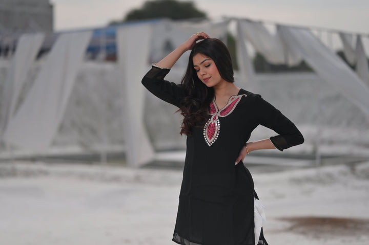 Zehra Chiffon Short Kurti and Dhoti Pants 2 Piece Set| Made To Order