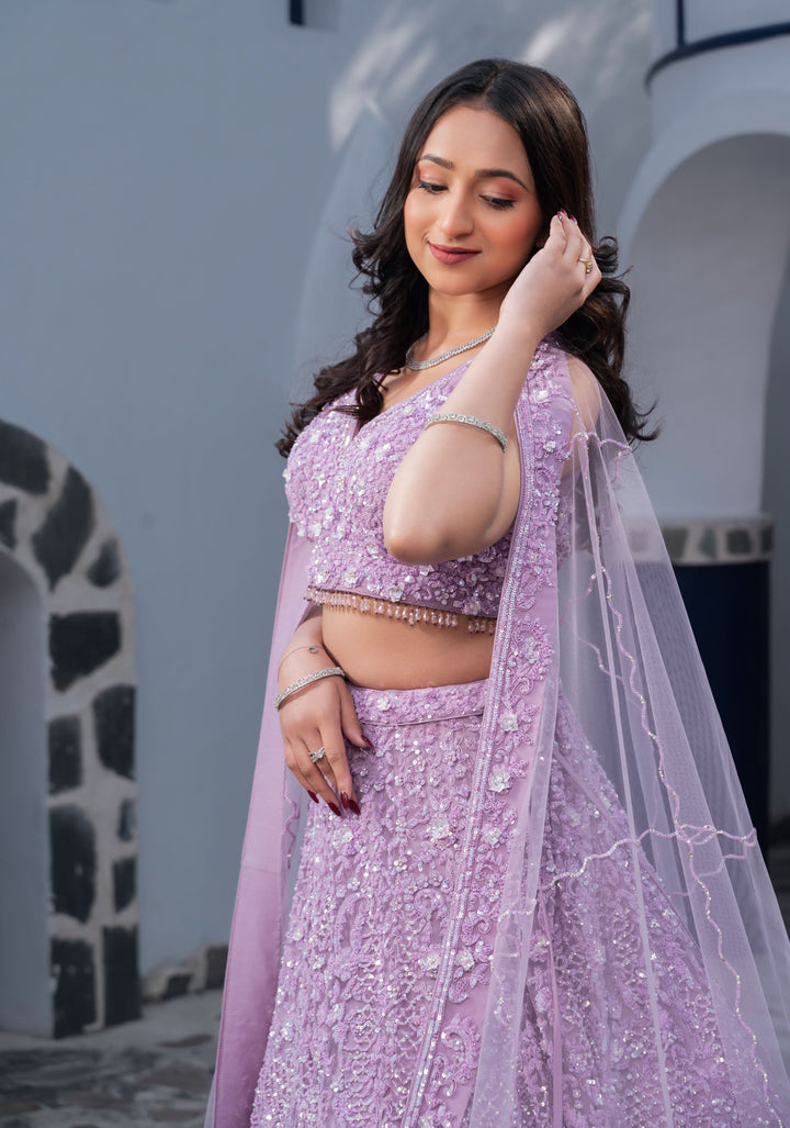 Orchid Romance - Exquisite Hand Embellished 3 Piece Lehenga Set, Customizable, Made to Order
