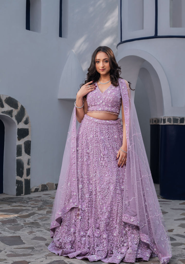 Orchid Romance - Exquisite Hand Embellished 3 Piece Lehenga Set, Customizable, Made to Order