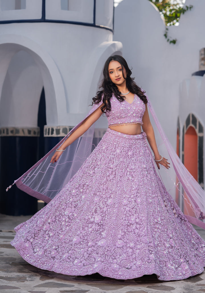 Orchid Romance - Exquisite Hand Embellished 3 Piece Lehenga Set, Customizable, Made to Order