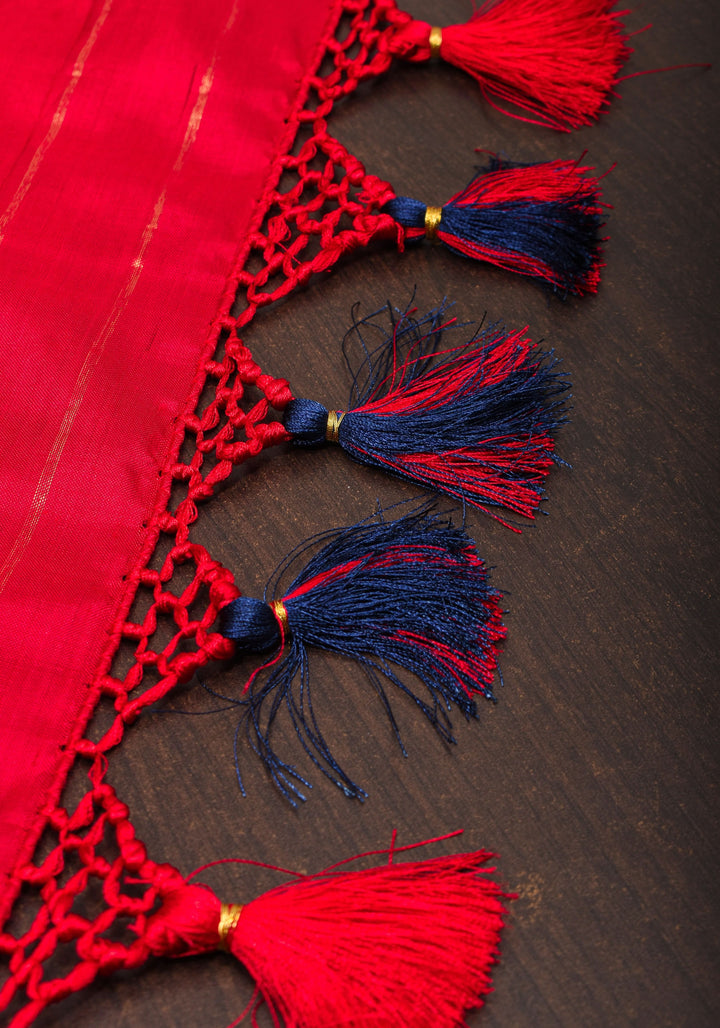 Unique Midnight Blue Ikkat Patola Kanjivaram Fusion Silk Saree with Panel design and zari border | SILK MARK CERTIFIED
