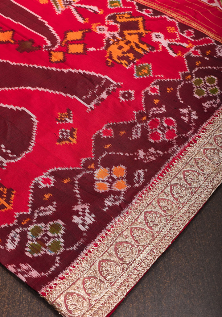 Exquisite Elephant design pure Silk Ikkat saree with gottapatti and light embellishments | SILK MARK CERTIFIED