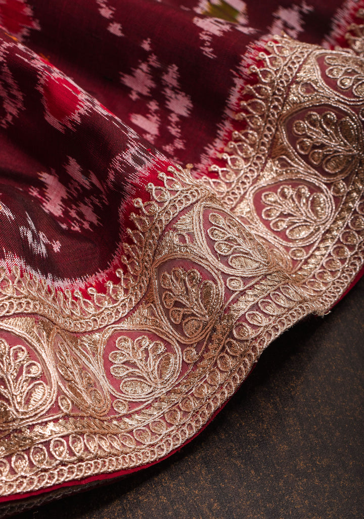 Exquisite Elephant design pure Silk Ikkat saree with gottapatti and light embellishments | SILK MARK CERTIFIED