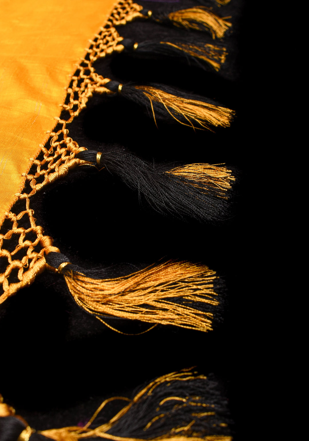 Black and Yellow Pure Ikkat Silk Saree with Geometric Ikkat designs and Yellow Zari Border| SILK MARK CERTIFIED