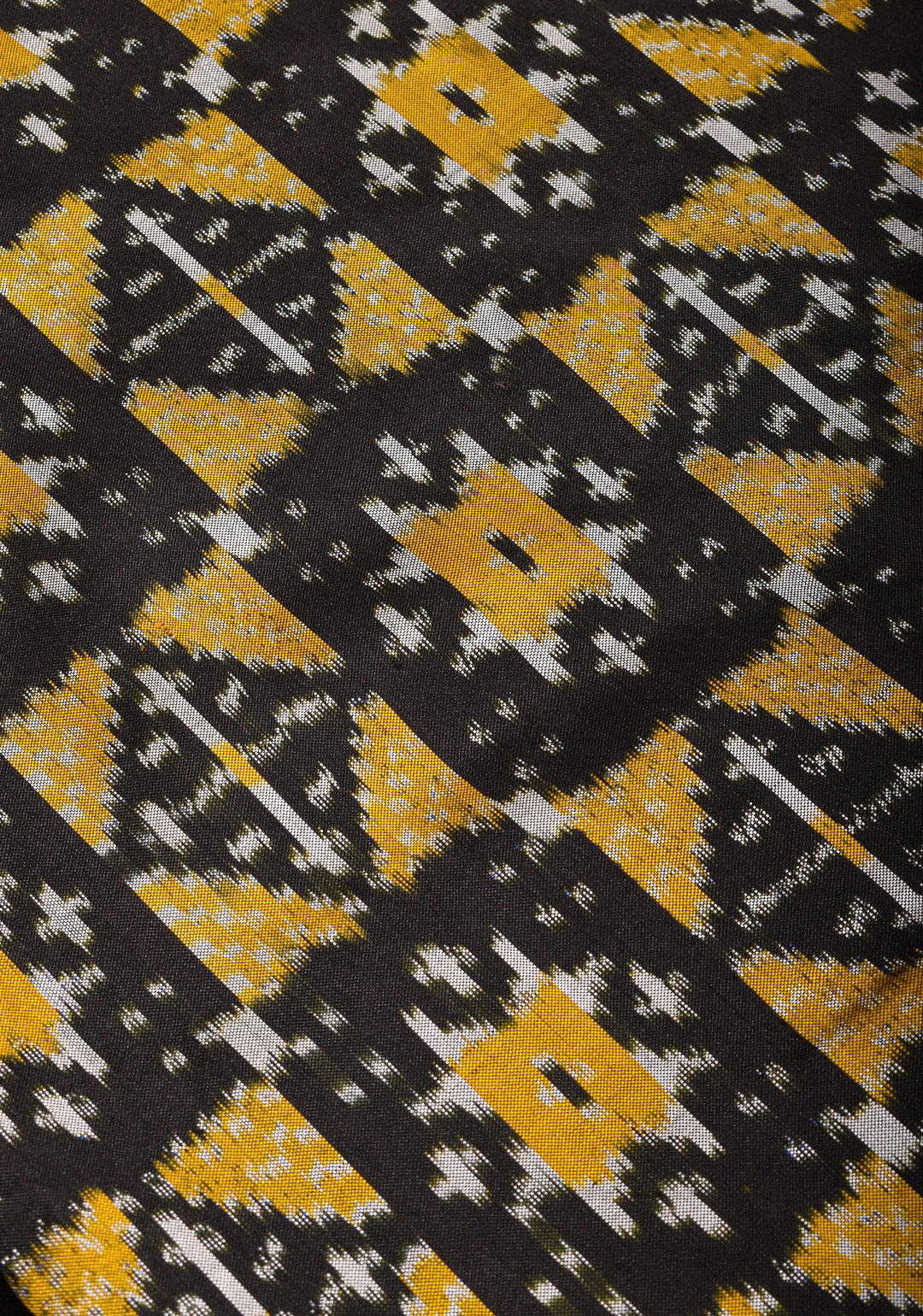 Black and Yellow Pure Ikkat Silk Saree with Geometric Ikkat designs and Yellow Zari Border| SILK MARK CERTIFIED