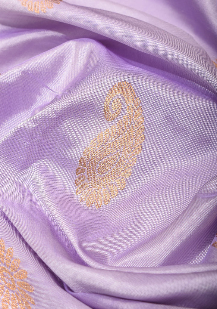Purple Ikkat Kanjivaram Fusion Saree with Paisley Motifs| CERTIFIED SILK