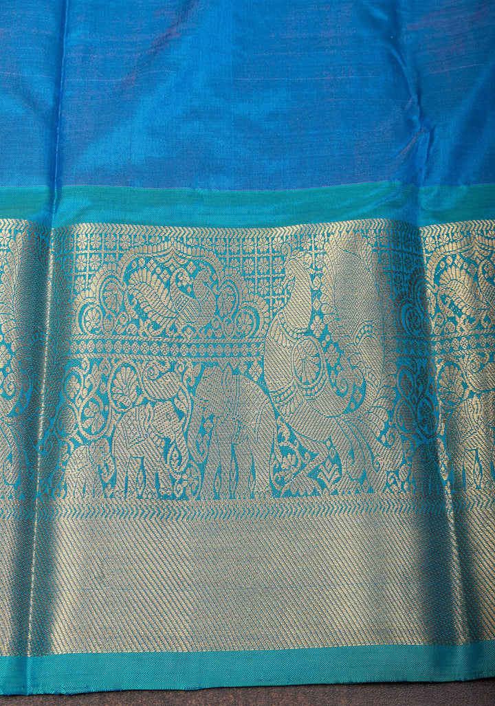 Purple Ikkat Kanjivaram Fusion Saree with Paisley Motifs| CERTIFIED SILK