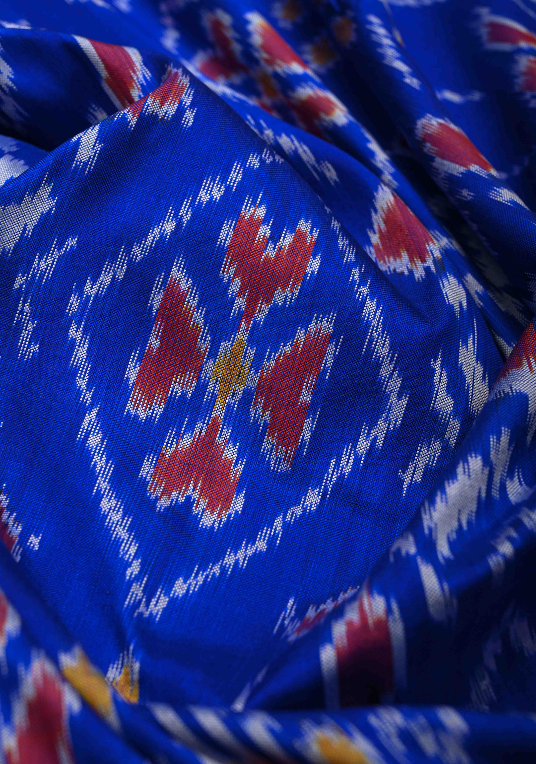 Ink Purple Pochampally Ikkat Pure Silk Saree with Geometric Patterns and Zari Border | SILK MARK CERTIFIED