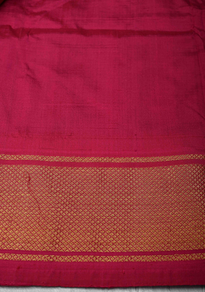 Ananda Blue Pochampally Ikkat Pure Silk Saree with Intricate Geometric Jaal weave and Contrast Zari Border | SILK MARK CERTIFIED