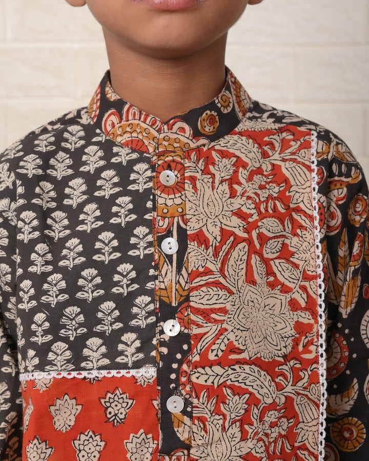Kalamkari Patchwork Kurta with Dhoti | Made To Order