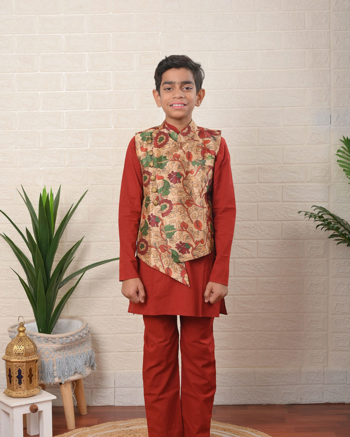 Safari Bloom Jacket with Kurta Pajama | Shobitam Custom Shirt Made To Order