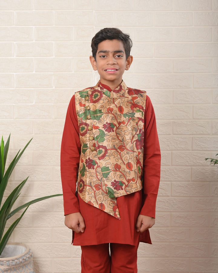 Safari Bloom Jacket with Kurta Pajama | Shobitam Custom Shirt Made To Order