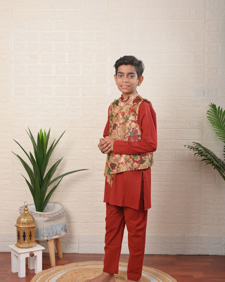 Safari Bloom Jacket with Kurta Pajama | Shobitam Custom Shirt Made To Order