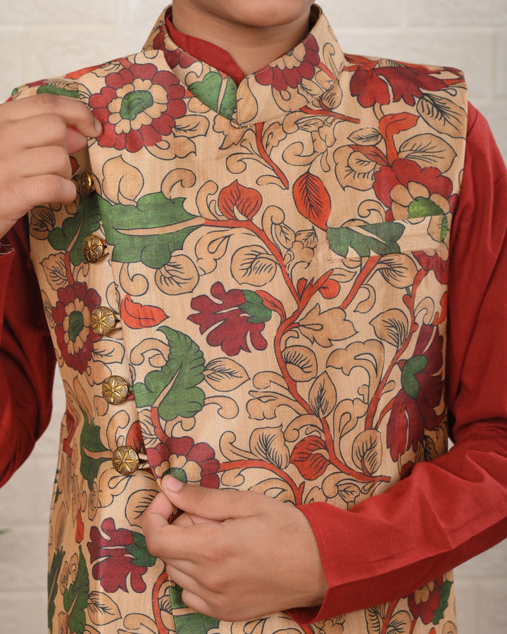 Safari Bloom Jacket with Kurta Pajama | Shobitam Custom Shirt Made To Order