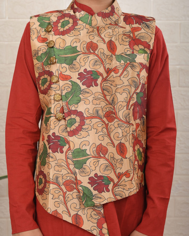Safari Bloom Jacket with Kurta Pajama | Shobitam Custom Shirt Made To Order