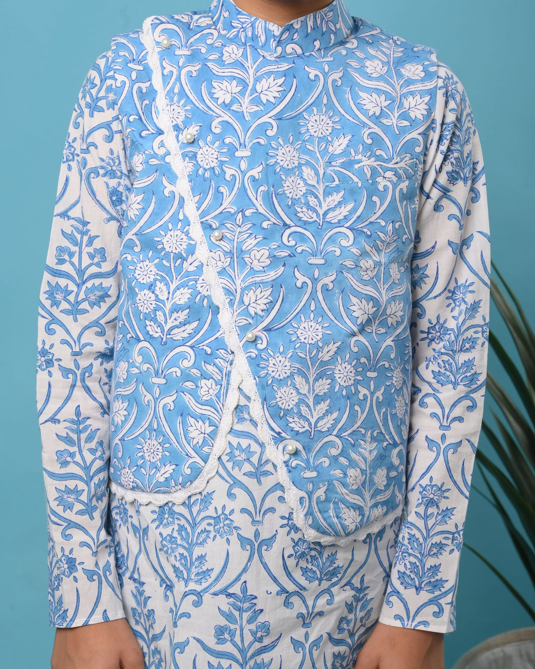Mughal Motifs Jacket with Kurta Pajama | Made To Order
