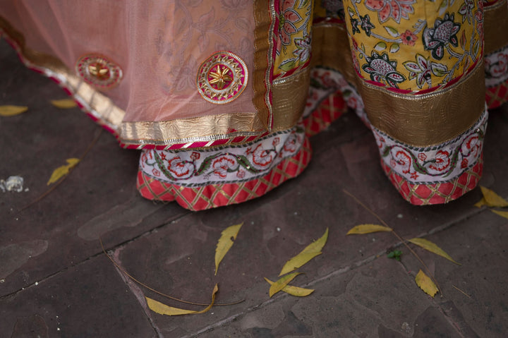 Yellow Marigold 6.5 meter Ghera 3 piece lehenga Set | Shobitam Made To Order