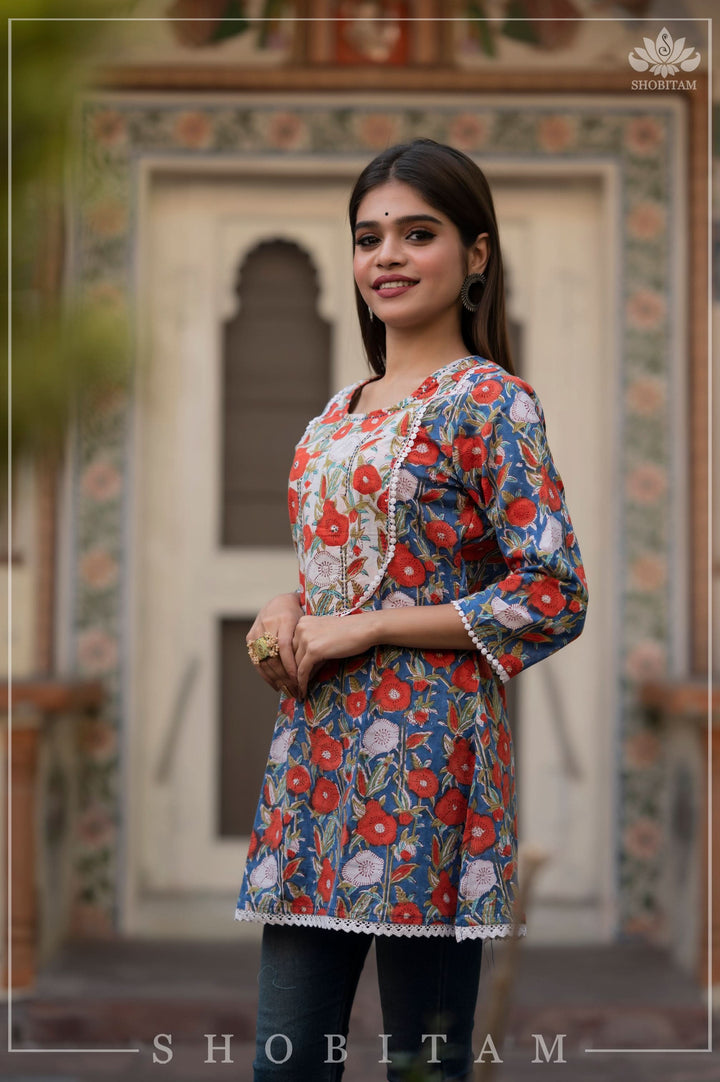 Short Kurti For Women | Hand Block Print Cotton | Shobitam Made To Order