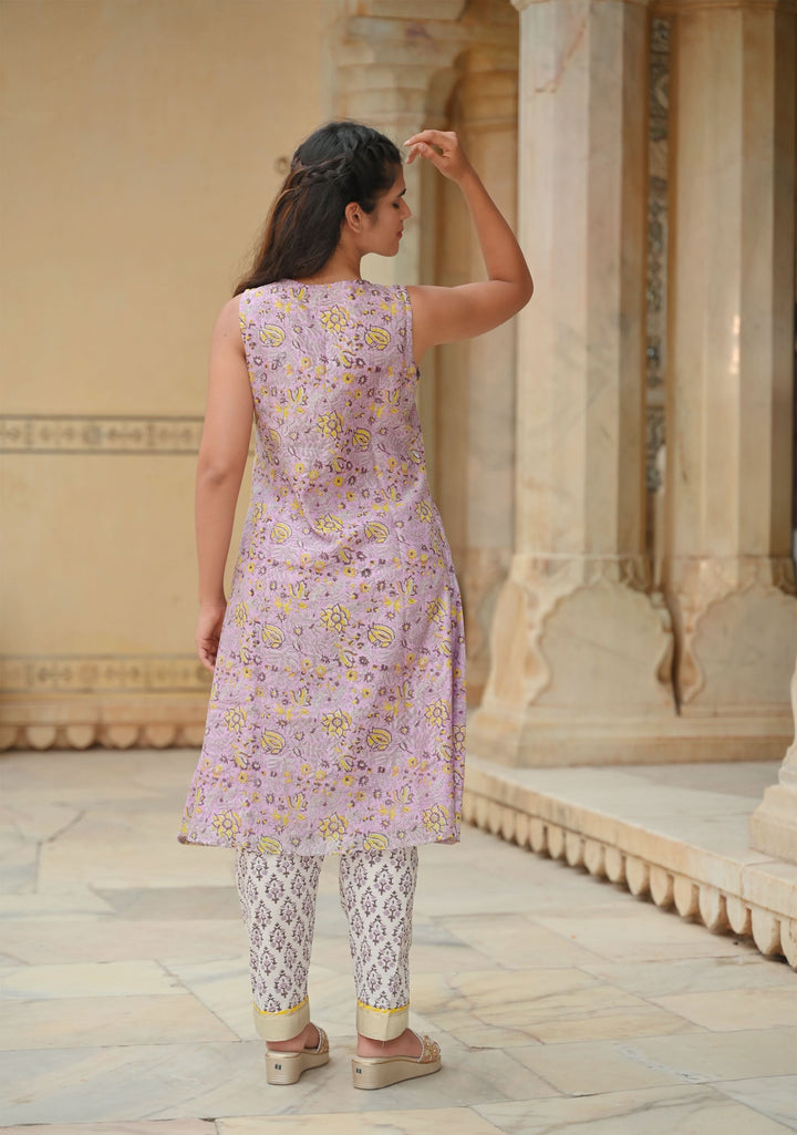 Asawari 3 piece Suit Set in Chanderi Cotton, Made to order, Sleeve option available