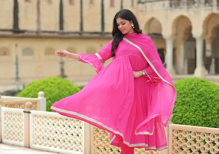 Rani Love Pleated Fish Tail Yoe Cut Pleated Anarkali Set, Made to Order