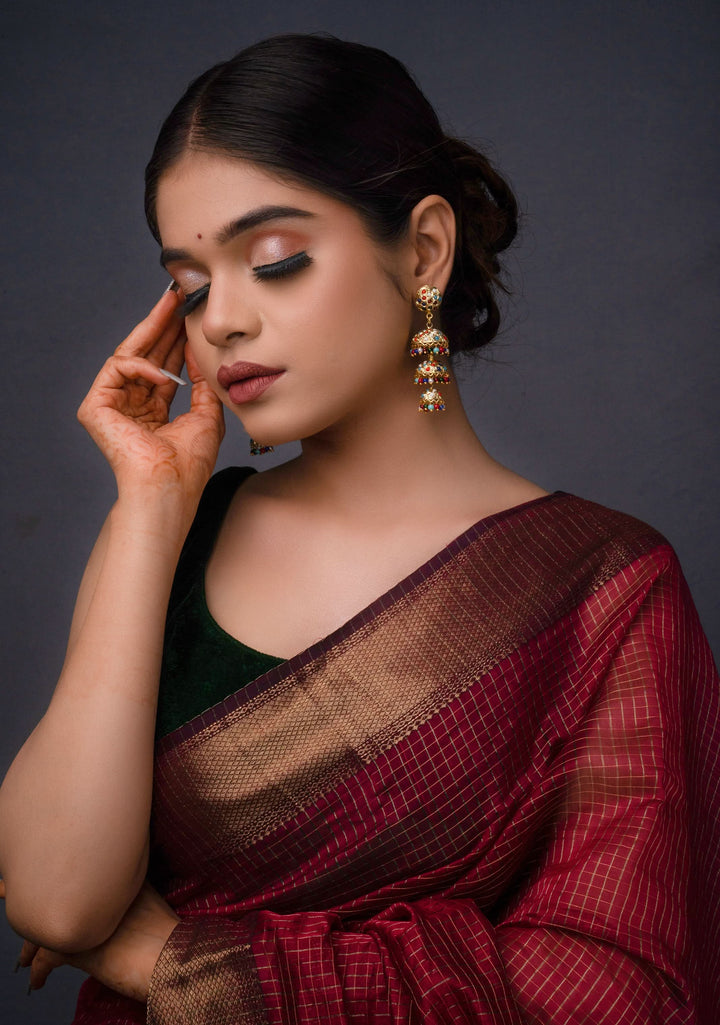 Triple Layer Jhumka Set in MultiColor | Shobitam Jewelry