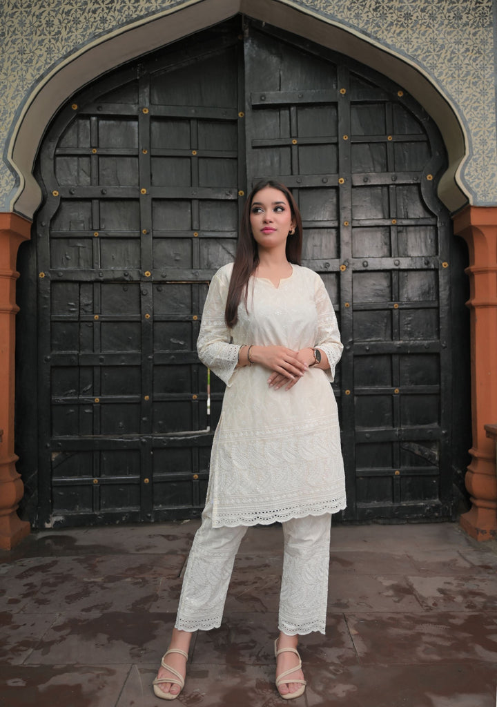 White Lily Eyelet Cotton Co-ord Set  | Made To Order